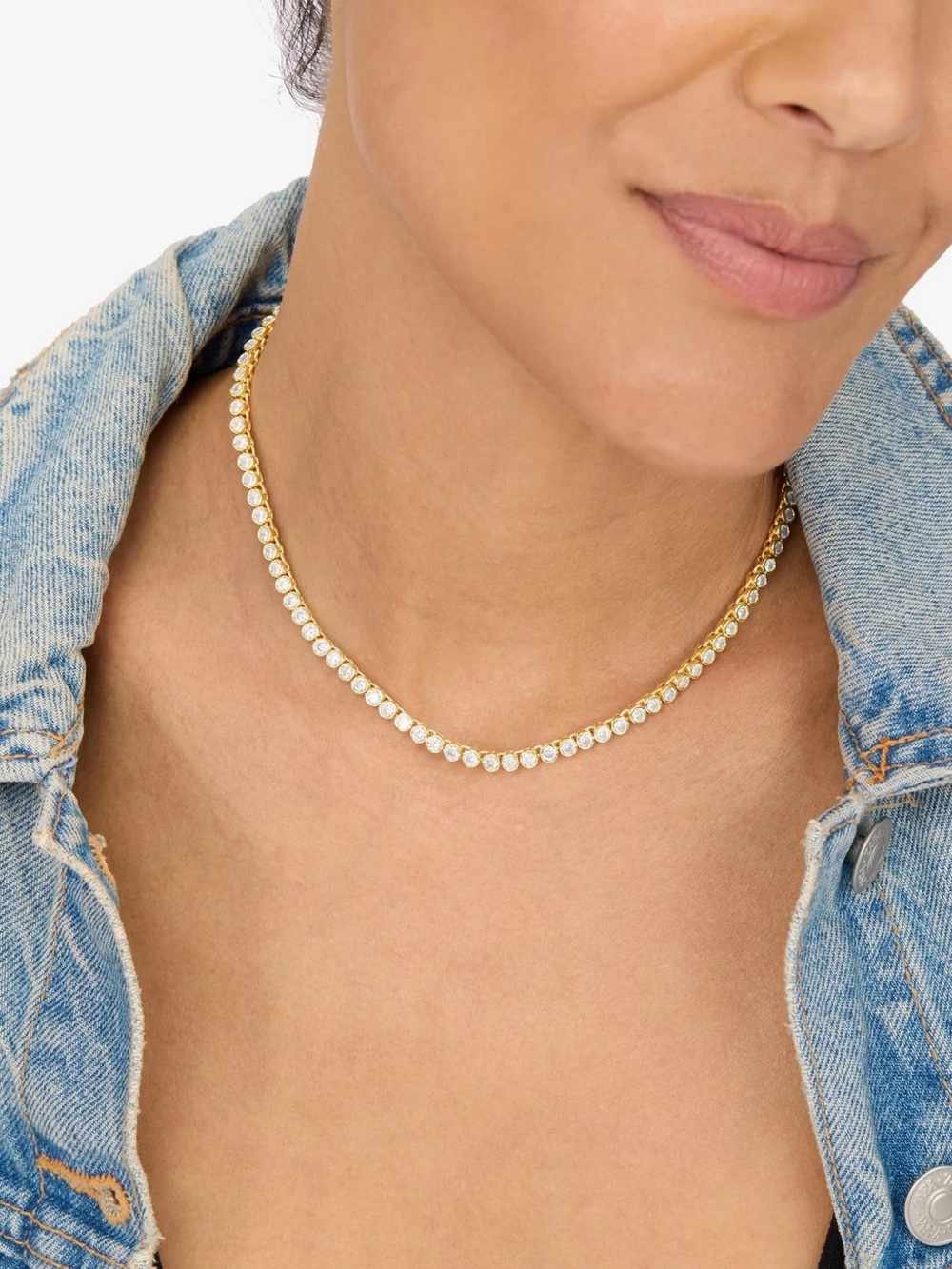 Melinda Maria Gold “Baroness Tennis Necklace 3mm”